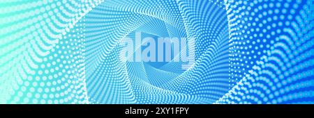 Wirbelnder Hintergrund von kleinen leuchtenden Partikeln. Leuchtende Punkte wirbeln. Elegante moderne geometrische Tapete. Stockfoto