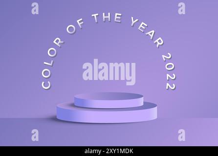 Farbe des Jahres 2022 sehr peri lila Trend mit 3D Podium Illustration Vektor Stock Vektor