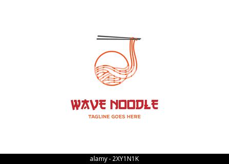 Rundwellennudel für asiatisch Koreanisch Japanisch Chinesisch Oriental Food Logo Design Vektor Stock Vektor