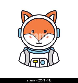 Niedlicher Fuchs-Astronaut-Cartoon-Charakter. Ein charmanter Comic Fuchs in einem Astronautenanzug, was bedeutet, dass sogar Tiere nach den Sternen greifen und erreichen können Stock Vektor