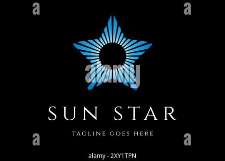 Geometrischer Moderner Blauer Sonnenstern-Logo-Design-Vektor Stock Vektor
