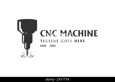 Retro Vintage CNC Maschine für Industrie Fabrik Logo Design Vektor Stock Vektor