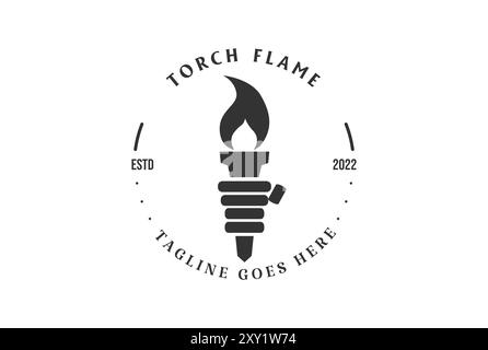 Vintage Retro Handgriff Fackel Flamme für Sport Event Logo Design Vektor Stock Vektor
