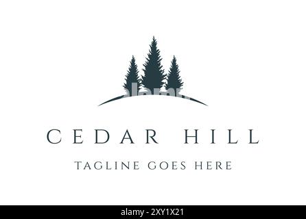 Einfache minimalistische Kiefer Zeder Fichte Nadelholz Zypresse Lärche Tanne Bäume Wald für Outdoor Abenteuer Logo Design Vektor Stock Vektor