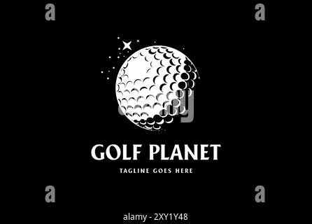 Vintage Retro Golf Ball Planet Globe Welt für Sport Club Wettbewerb Logo Design Vektor Stock Vektor