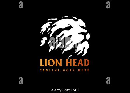 Paint Fire Tribal Löwenkopf Gesicht Logo Design Vektor Stock Vektor