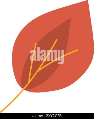 Trockenes Herbariumbirkenblatt. Rotes trockenes Blatt des Herbstbaums. Einfache farbige gemütliche Illustration. Hand gezeichneter Cartoonvektor isoliert auf weißem Hintergrund Stock Vektor