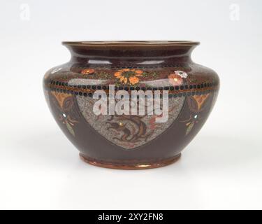 Antik 19Jh. Japanischer Drache und phoenix Cloisonne Squat Vase. Stockfoto