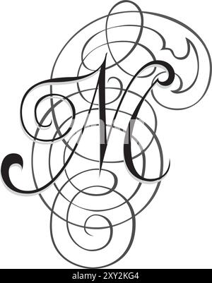 Fantasia Initial Caps Font Großbuchstabe M Vektor Design Illustration Stock Vektor