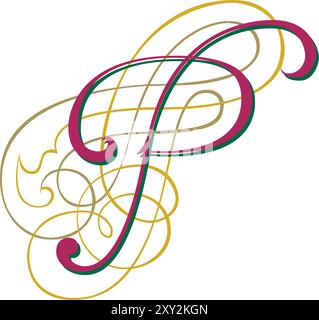 Fantasia Initial Caps Schriftart Großbuchstabe P Vektor Design Illustration Stock Vektor