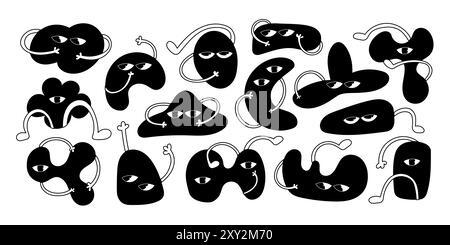 Set aus verschiedenen schwarz-weißen Doodle-Formen Stock Vektor