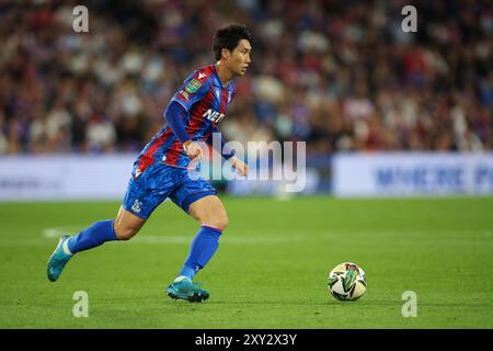 LONDON, Großbritannien - 27. August 2024: Daichi Kamada von Crystal Palace im zweiten Spiel des EFL Cup zwischen Crystal Palace FC und Norwich City FC im Selhurst Park (Credit: Craig Mercer/ Alamy Live News) Stockfoto