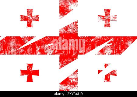 Strukturierte Bürstenflagge von Georgia. Georgia Grungy-Flagge. Hochwertige Abbildung Stock Vektor