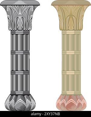 Realistische antike Ionensäule isoliert auf weißem Hintergrund Vektorillustration Stock Vektor