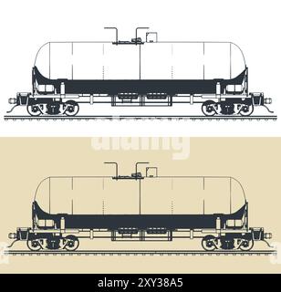 Stilisierte Vektordarstellungen eines Eisenbahnkesselwagens Stock Vektor