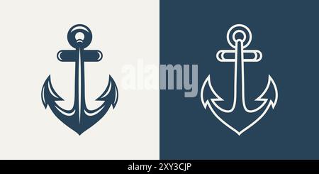 Anker Für Flache Vektoren. Silhouettensymbole Verankern. Vorlage Für Marine Anchor Design. Vektorabbildung Stock Vektor