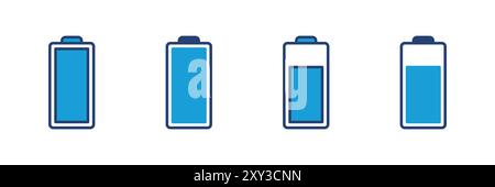 Batteriesymbol. Batterieladezustand. Symbol für das Laden des Akkus Stock Vektor
