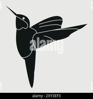 kolibri Tier Vektor Illustration, Kolibri Vektor, Kolibri Illustration, Kolibri Silhouette, Vogel Vektor, Vogeldarstellung. Stock Vektor