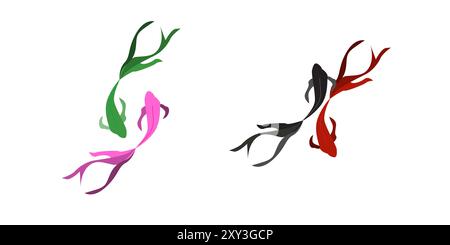 Illustrationsvektorgrafik von Stammes-Kunst-Tattoo-Fisch-Koi Stock Vektor