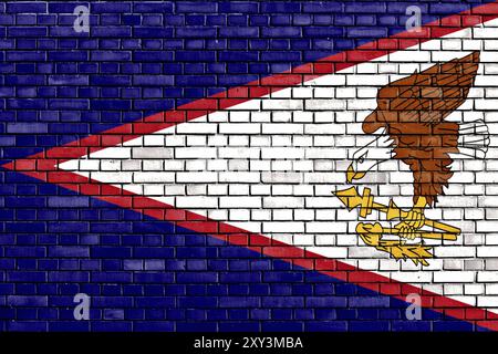 Flagge von Amerikanisch-Samoa auf Ziegelwand gemalt Stockfoto