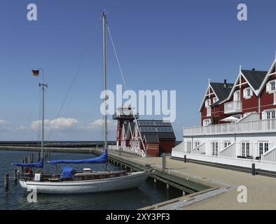 Segelboot in der Marina Bagenkop Stockfoto