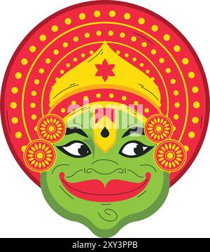 kathakali-Maske beim Onam-Festival Stock Vektor