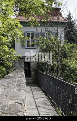 Gartenschuppen auf dem Zinnen in Mühlhausen Stockfoto