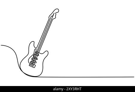 Eine durchgehende einzelne Linie klassischer Gitarre isoliert auf weißem Hintergrund, kontinuierliche Linienzeichnung eines Mannes, der Gitarrenmusiker spielt. Minimalistischer Stil Stock Vektor