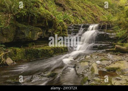 Ein Wasserfall im Blaen-y-Glyn in der Nähe von Torpantau, Powys, Wales, Großbritannien Stockfoto