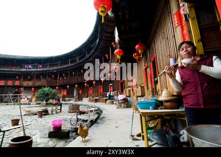 Die großen Tulou-Gebäude in der Yongding Region Nanjing Grafschaft in Fujian. Stockfoto