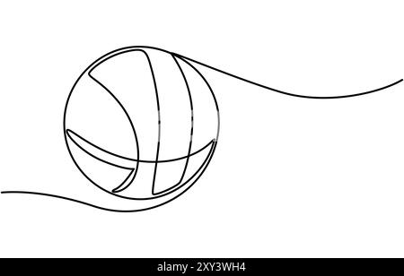 Basketball Continuous Line Symbol, Basketball Continuous Line Illustration, Orange Basketballillustration auf weißem Hintergrund für Montage Stock Vektor