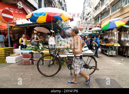 Die lebhaften Märkte in Sham Shui Po, Kowloon, Hongkong. Stockfoto