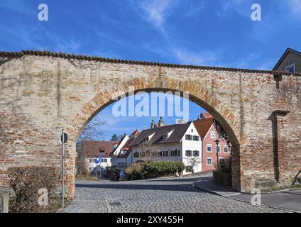 Mittelalterliche Stadtmauer in Landsberg am Lech Stockfoto