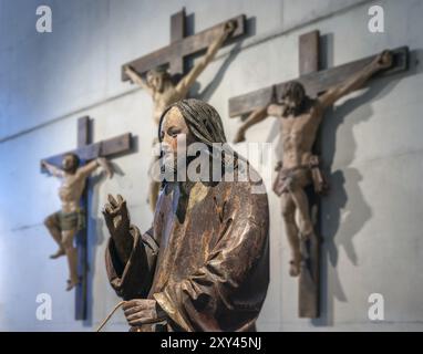 Palmesel, Detail Chistus, Holzfigur um 1520, Dioezesan Museum, Rottenburg, Baden-Württemberg, Deutschland, Europa Stockfoto