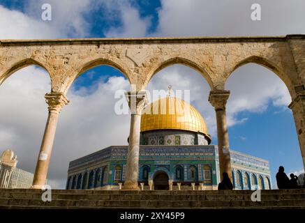 Die Haube des Felsens auf die Tempel Mt. in der Altstadt von Jerusalem. Stockfoto