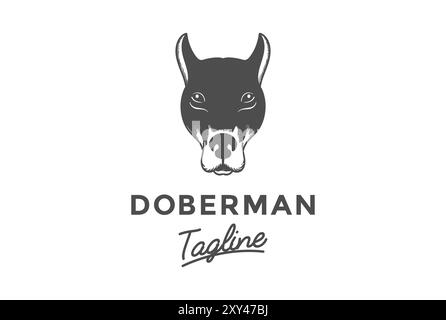 Vintage Sniffer Doberman Hundekopf Gesicht Logo Design Vektor Stock Vektor