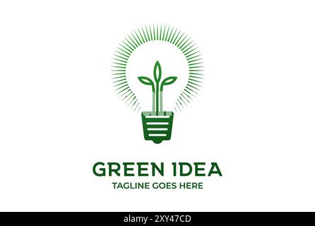 Glühbirne mit Pflanze Blatt Baum für Grünen Garten Idee Innovation Logo Design Vektor Stock Vektor