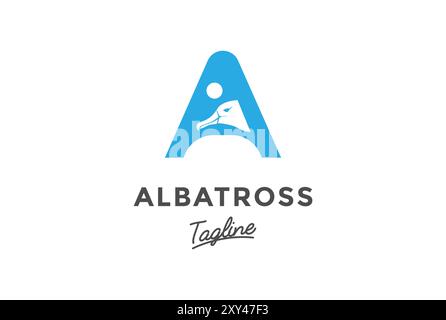 Anfangsbuchstabe A für Albatross Bird Logo Design Vektor Stock Vektor