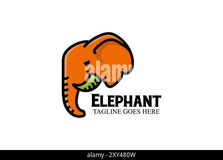 Bunte Moderne Elfenbein Elefantenkopf Logo Design Vektor Stock Vektor