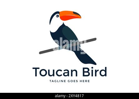 Farbenfrohes, Schlichtes Logo Mit Tropischem Tukan-Vogel-Design Stock Vektor