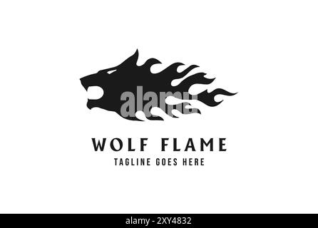 Angry Attack Wolf Head Fire Tribal Tattoo Logo Design Vektor Stock Vektor