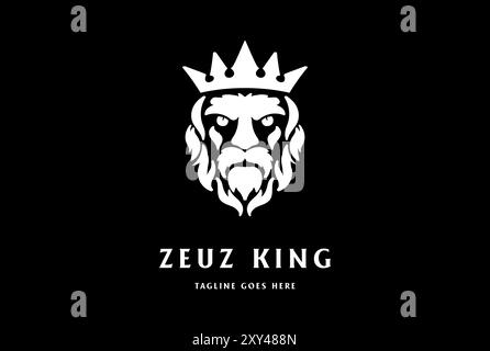 Zeus Poseidon Lord König Gott Krone Gesicht Kopf Logo Design Vektor Stock Vektor