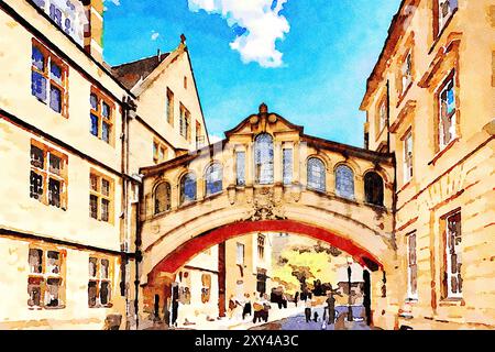 Oxford, Großbritannien – die Hertford Bridge, im Volksmund bekannt als Bridge of Seufzer, verbindet Teile des Hertford College auf der anderen Seite der New College Lane. Stockfoto