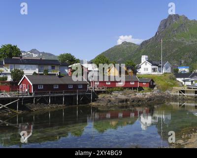 Aus Wikipedia: Svolvaer ist eine norwegische Stadt im Südosten der Insel Austvagoy am Vestfjord. Svolvaer ist der Verwaltungsrat Stockfoto