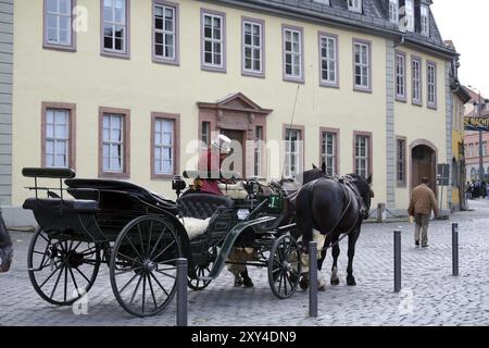 Kutsche vor dem Goethe-Haus auf dem Frauenplan in Weimar Stockfoto