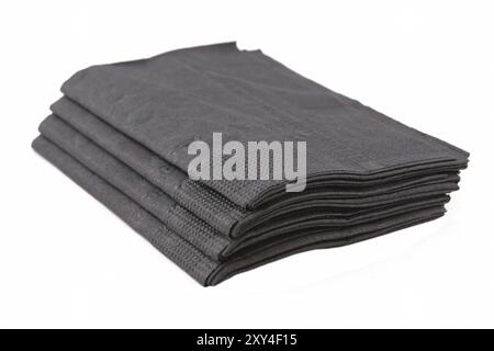 Schwarzes Papier Gewebe isoliert auf weißem Hintergrund Stockfoto