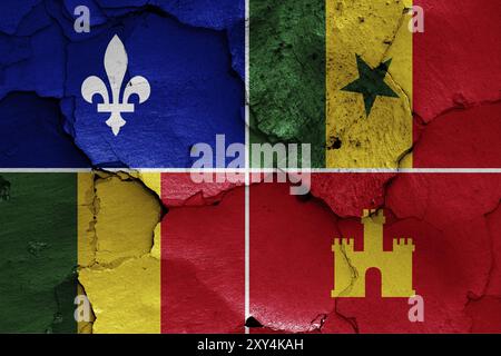 Flagge von Louisiana Creole auf gerissener Wand gemalt Stockfoto