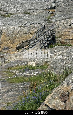 Wandern in einer felsigen Landschaft Stockfoto