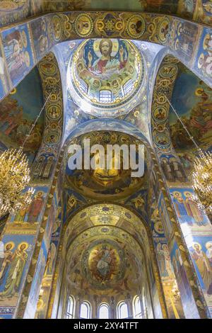 Fresko aus Jesus und den Heiligen in der Kirche des Erlösers die vergossenen Blutes in Sankt Petersburg Stockfoto