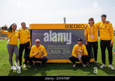 Josie KRONE (TSG Bergedorf), DEUTSCHLAND, Triple Jump Women, Masha-Sol GELITZ (GSV Eintracht Baunatal), DEUTSCHLAND, Triple Jump Women, Peter ROUHI (Nachwuchsbundestrainer Sprung), DEUTSCHLAND, Simon PLITZKO (TSG Bergedorf), DEUTSCHLAND, Long Jump Men 2024, Julian HOLUSCHEK (Eintracht Frankfurt e.V. Stockfoto